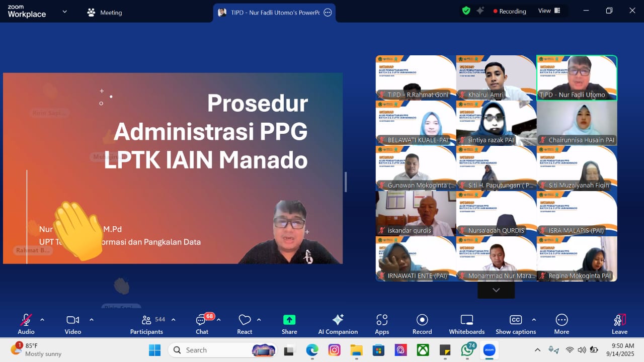 TIPD IAIN Manado Fasilitasi Webinar PPG, Tekankan Kelengkapan Administrasi dan Dokumen