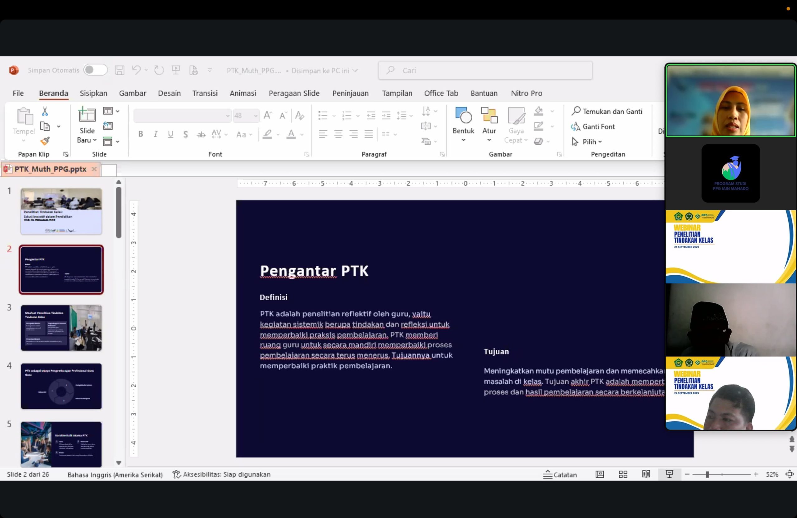 PPG LPTK IAIN Manado Tingkatkan Kompetensi Guru Melalui Webinar PTK